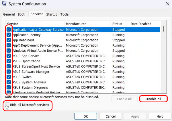 Hide All Microsoft Services
