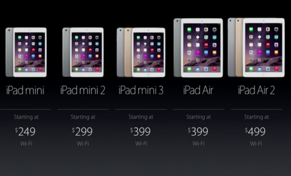 iPad mini, iPad mini 2'ye karşı iPad mini 3'e karşı