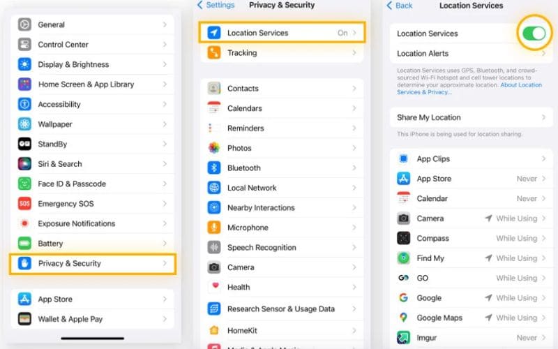Toggle on Location Services