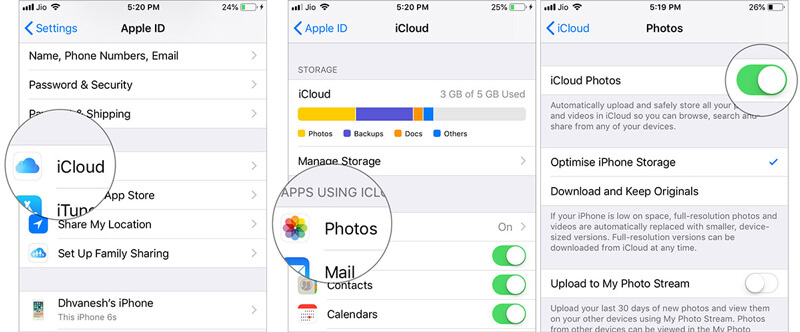 Abilita le foto di iCloud