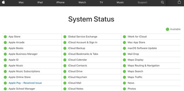 Sprawdź status iCloud