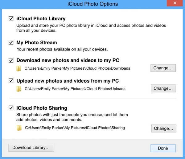 Aktiver iCloud fotobibliotek / deling