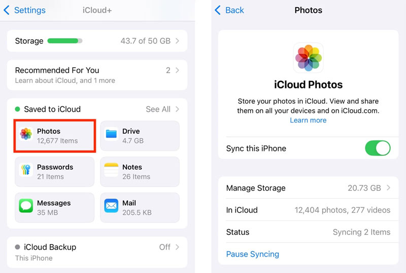iCloud Photos Sync This iPhone