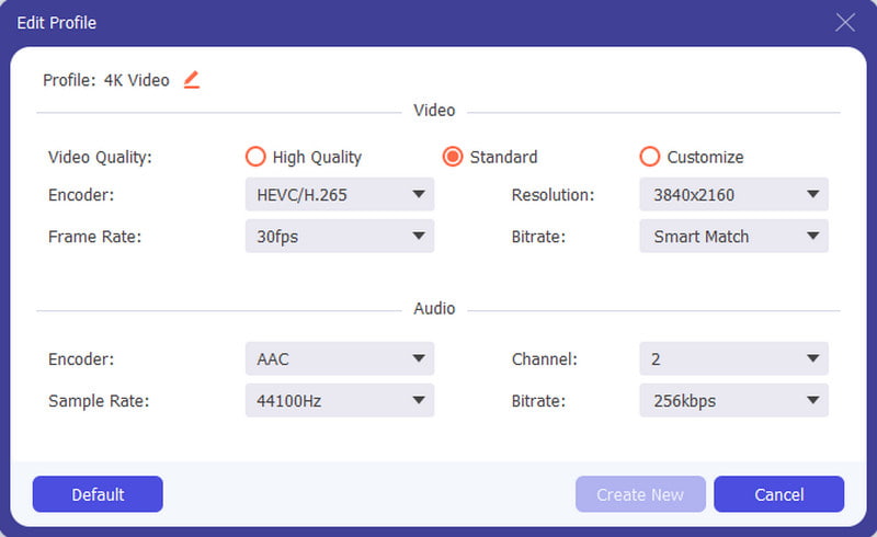 Profilo personalizzato definitivo di Aiseesoft Video Converter