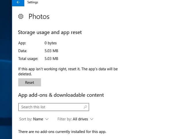 Windows 10 사진 앱 재설정