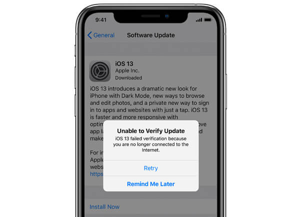 unable to verify update. айфон 5s не обновляется пишет что нет подключения ...