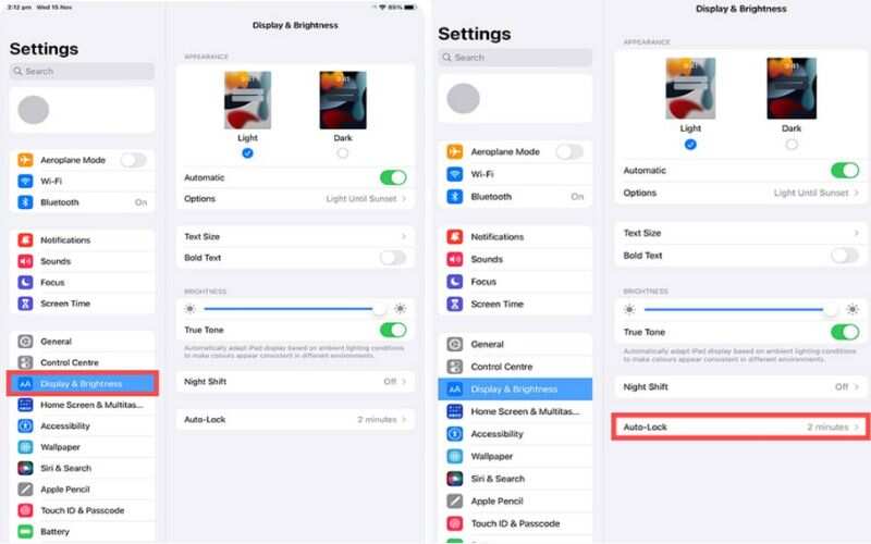 Hit Auto Lock Settings