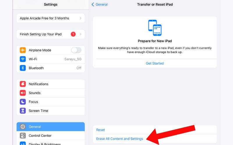 Tap Erase All Content And Setting