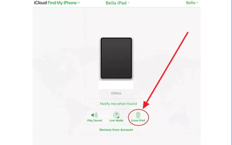 Press Erase Ipad