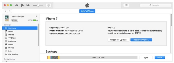 Ripristina iPhone con iTunes