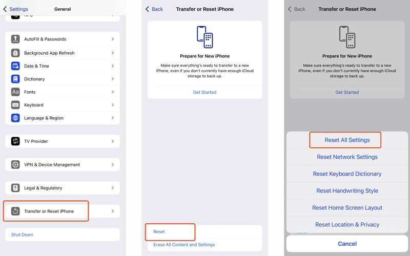 Reset All Settings on iPhone IOS 18