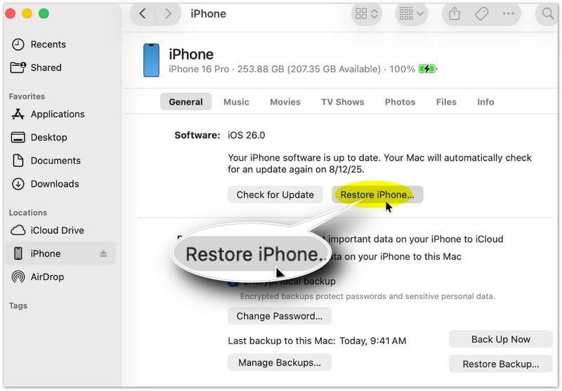 iPhone을 공장 설정으로 복원