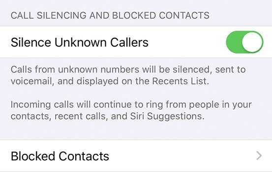 Silence Unknown Callers