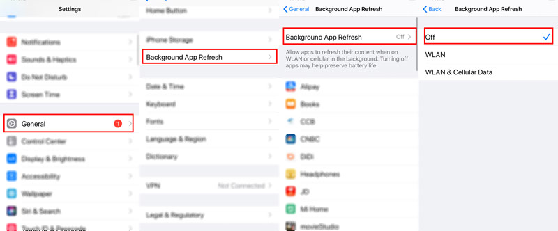 Toggle off Background App Refresh
