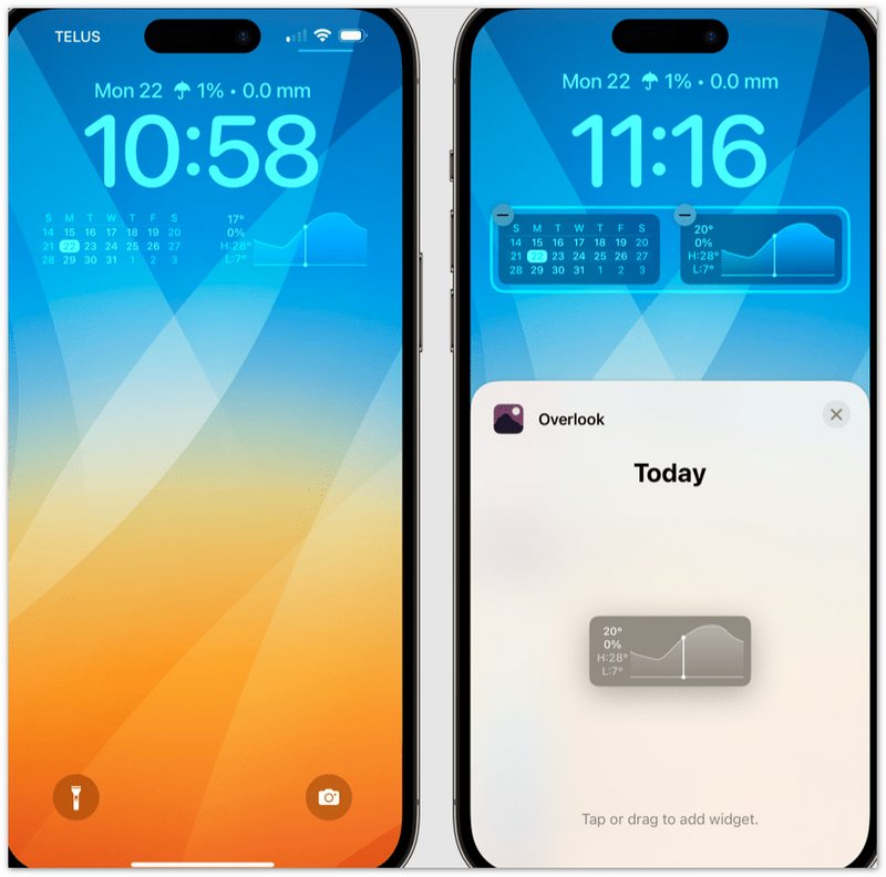 Få adgang til Idag-visningswidgets til iPhone-låseskærm