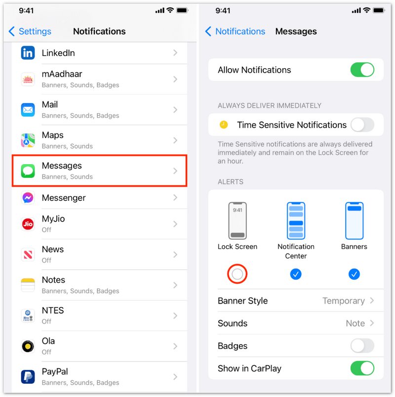 Tillad notifikationer på iPhones låseskærm