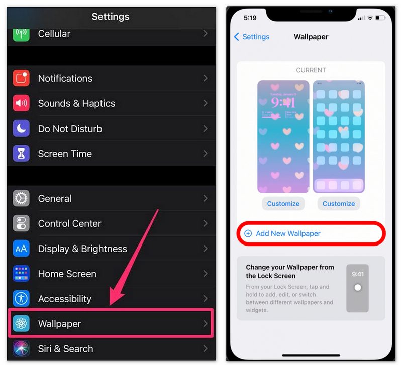 Skift iPhone-låseskærmens baggrund fra indstillinger