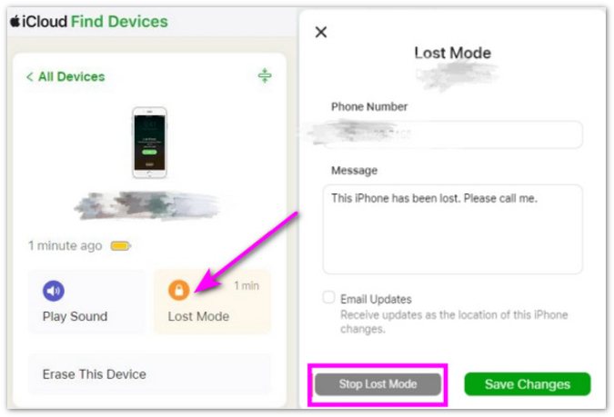 Stop Lost Mode from iCloud Find My Devices