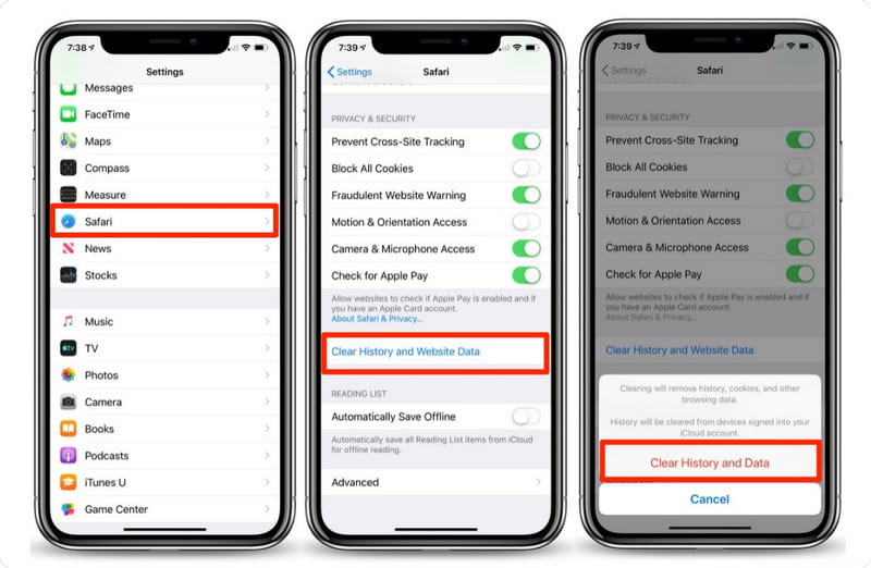 iPhone Safari Tøm historikkbufferdata