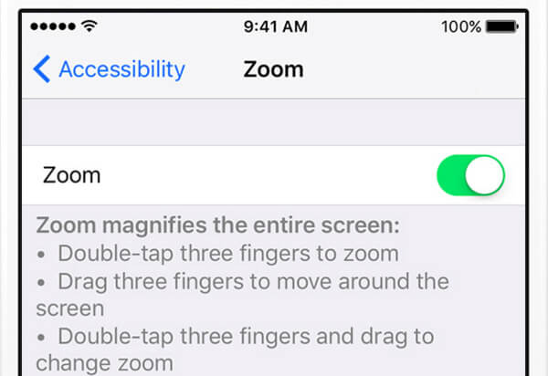 Disable zoom feature