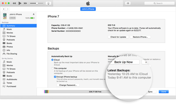 Backup di iTunes