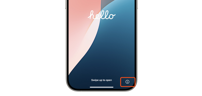Tryk på I iPhone Hello-skærm