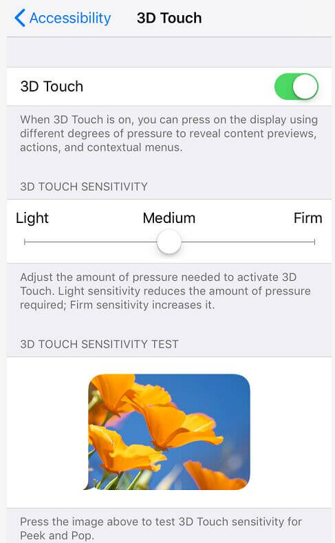 Отрегулируйте 3D Touch