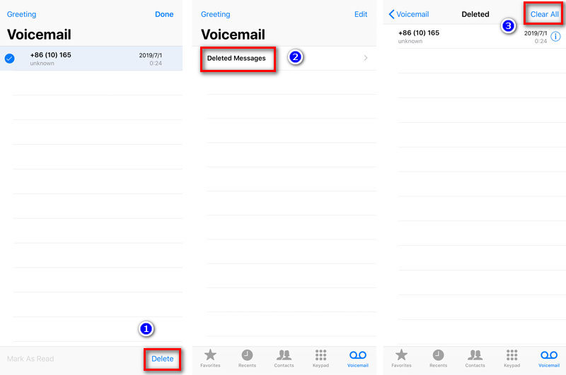 Wis verwijderde iPhone-voicemail