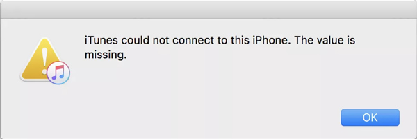 iTunes kon geen verbinding maken met deze iPhone De waarde ontbreekt