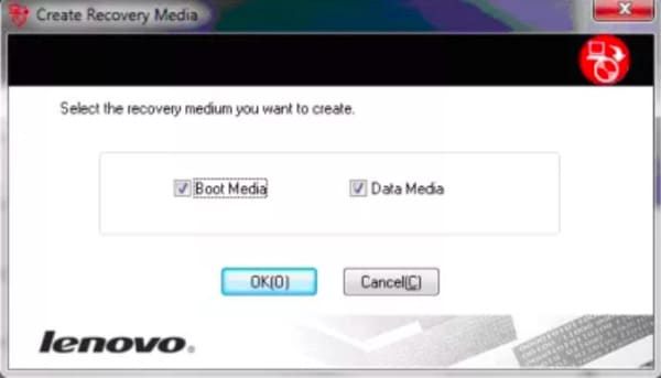 Vytvořte Lenovo Recovery Drive Windows 7