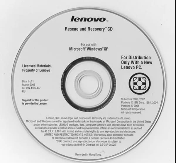 Herstel met Lenovo Recovery Disk