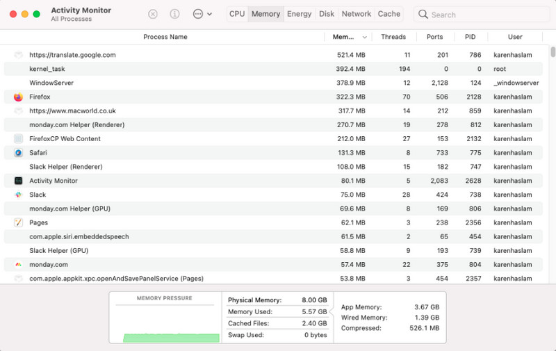 Check The Total Ram Usage