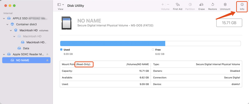 Check SD Card Information on Mac