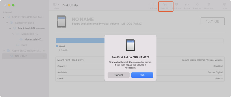 Run First Aid on SD Card to Repair