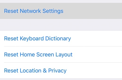 Reset Network Settings