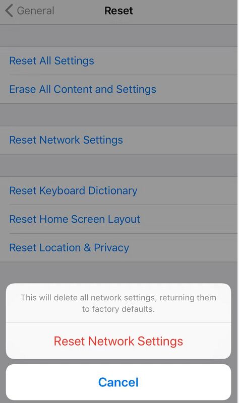 Reset network settings