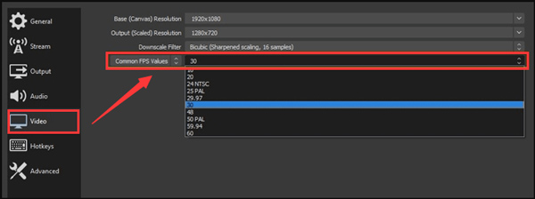 Cambia frame rate