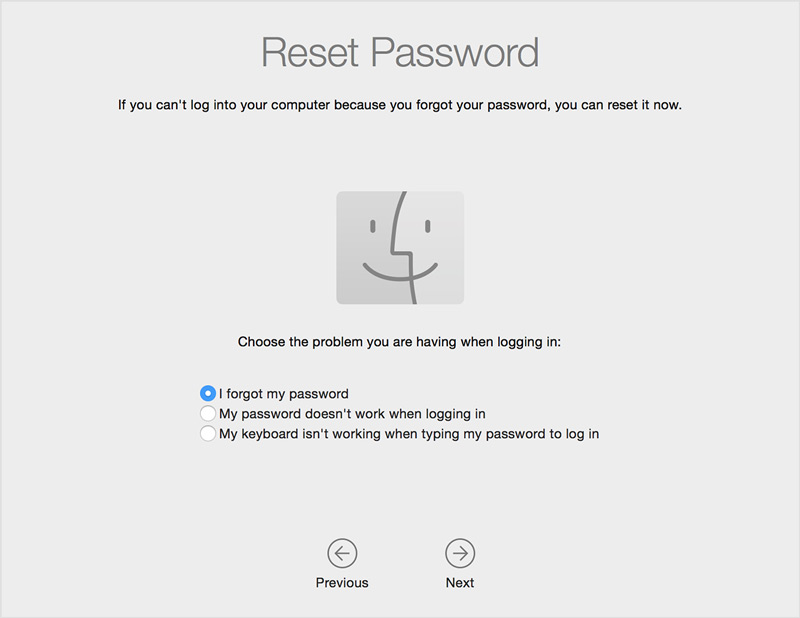 Macin salasanan palautusasetukset