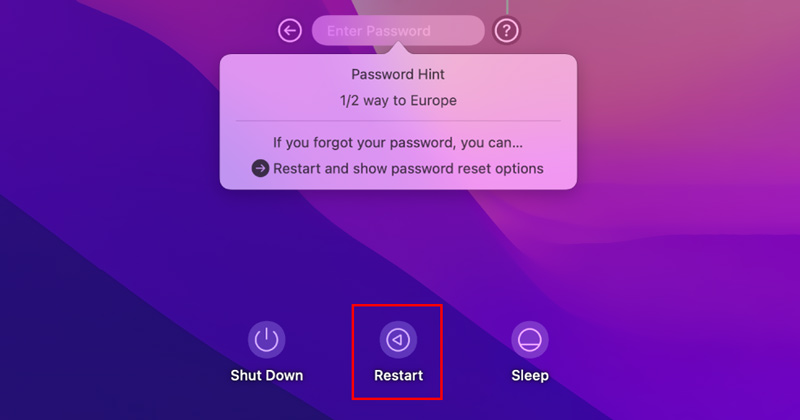 Indítsa újra, ha a Mac jelszó nem működik