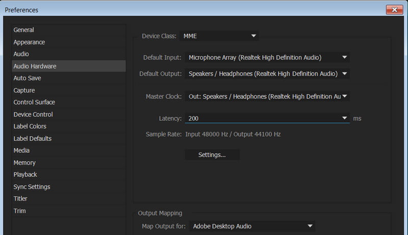 Edit Audio Hardware Settings