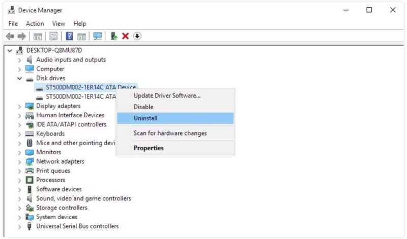 장치 SD 드라이버 제거