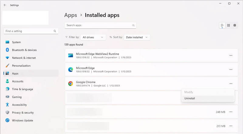 Afinstaller app