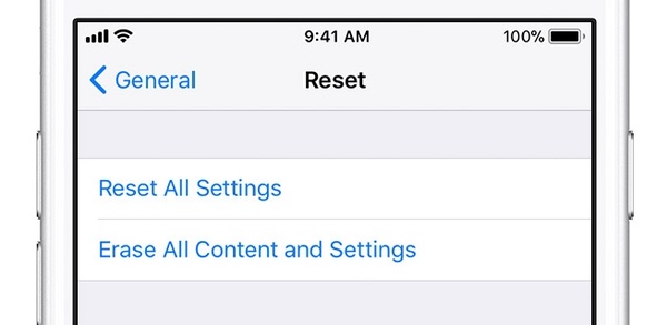 Reset all settings