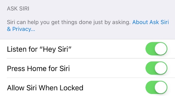 Turn on and off siri