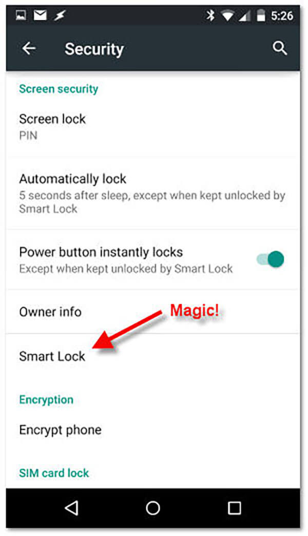 Slå på Android Smart Lock