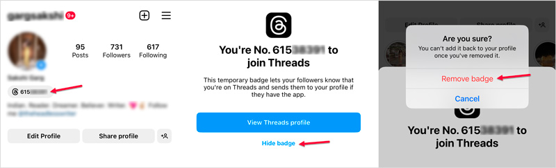 Verberg de Threads-badge op Instagram op mobiel