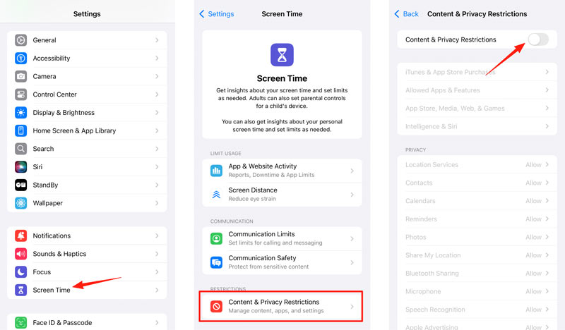 Screen Time Content Privacy Restrictions Disabled