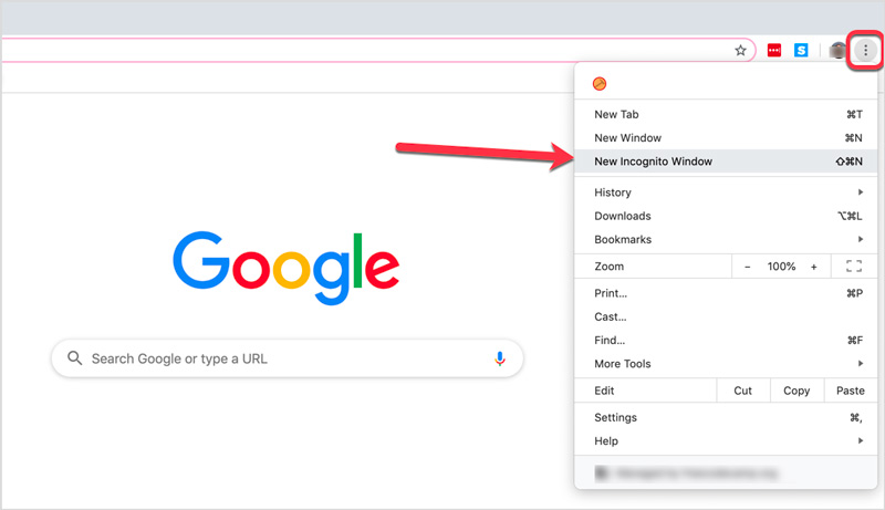 Open een nieuw incognitovenster in Chrome