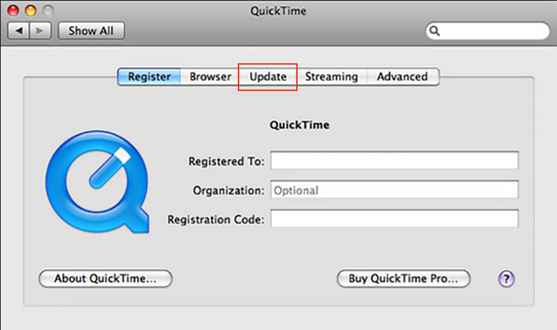 更新 Mac 上的 QuickTime 媒体播放器