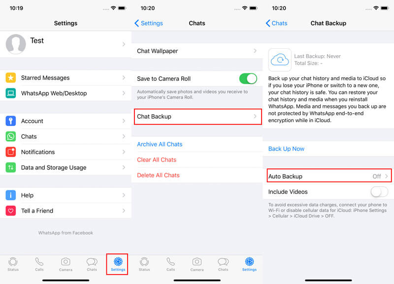 Valitse Whatsapp Chat Backup